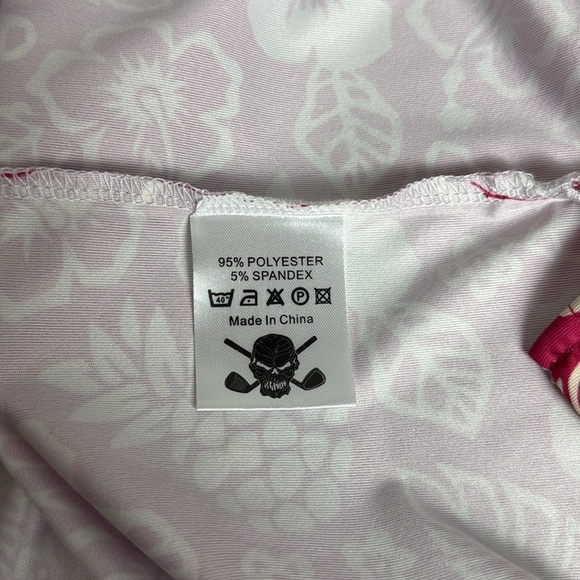 Tattoo Golf Aloha Series Pink/Off White Hibiscus Print Golf Shirt. Size Large. - Picture 11 of 11